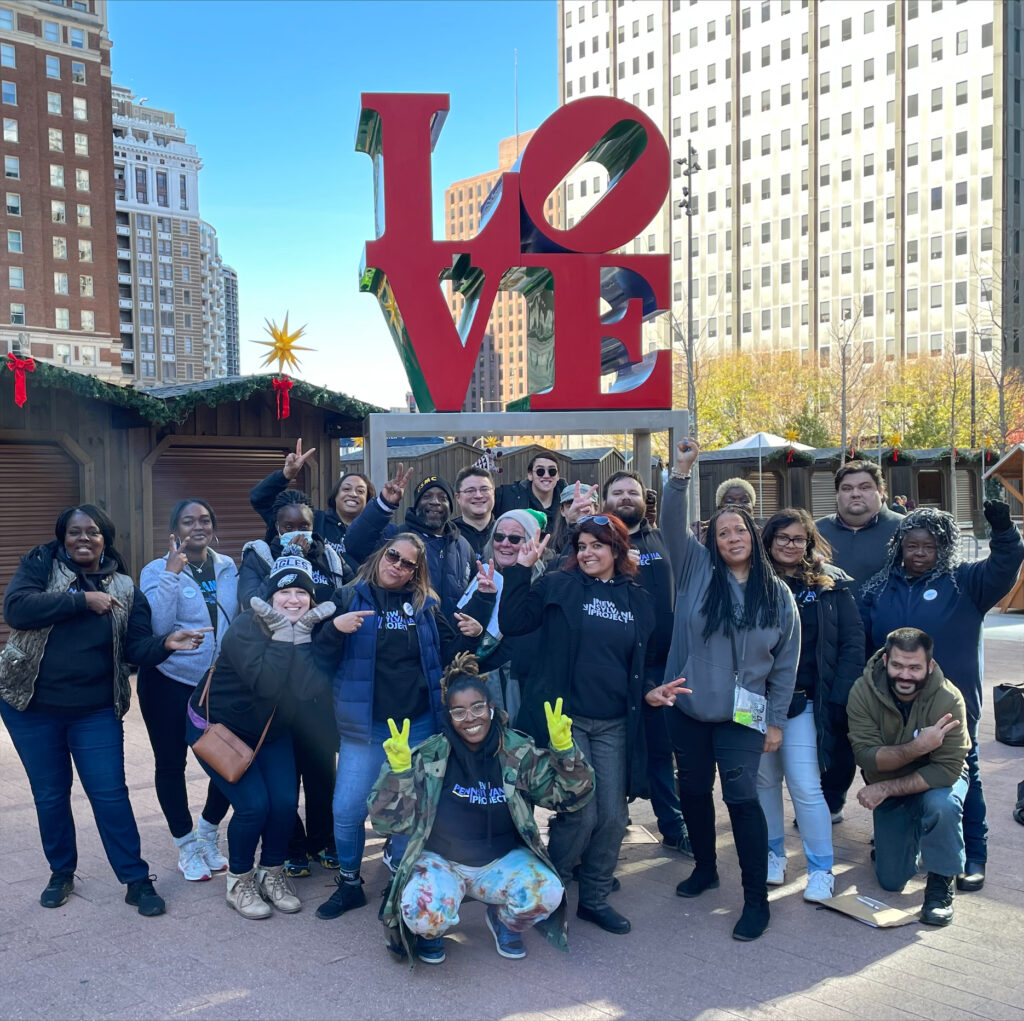 New Pennsylvania Project staff at the LOVE Sculpture in Center City Philadelphia