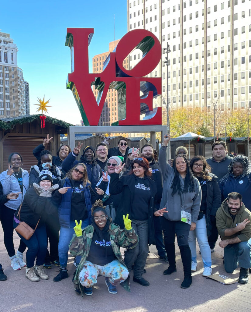 New Pennsylvania Project staff at the LOVE Sculpture in Center City Philadelphia